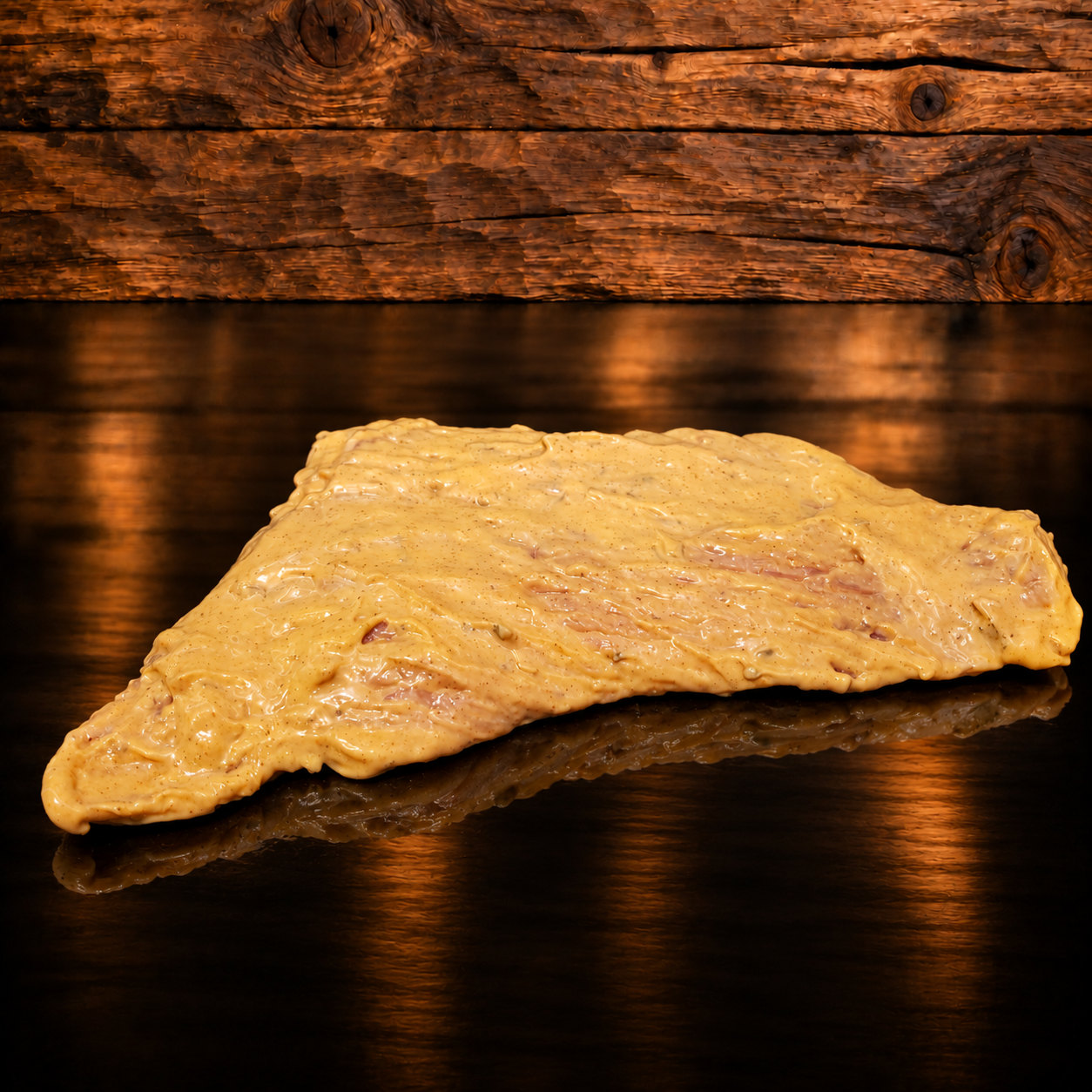 Florentinerschnitzel auf Holzschneidebrett