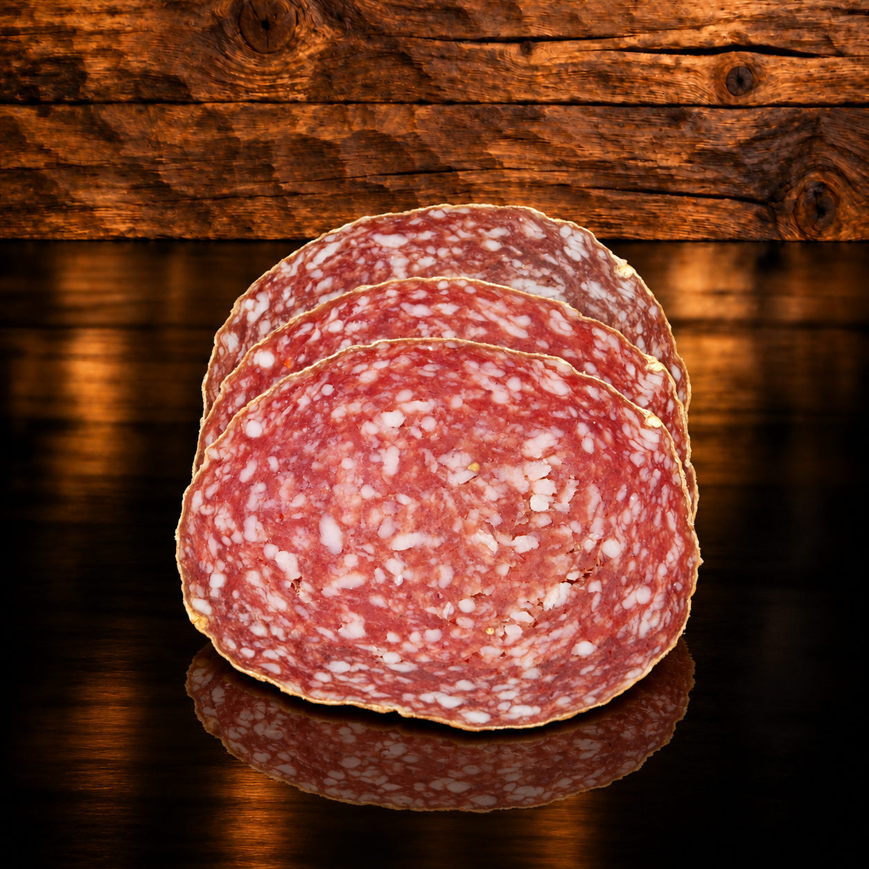 Salami Citterio geschnitten auf Holzschneidebrett