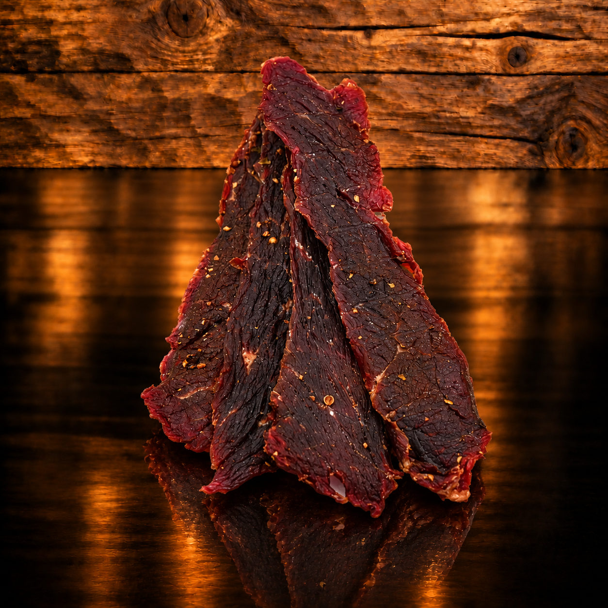 Beef Jerky nature auf Holzschneidebrett