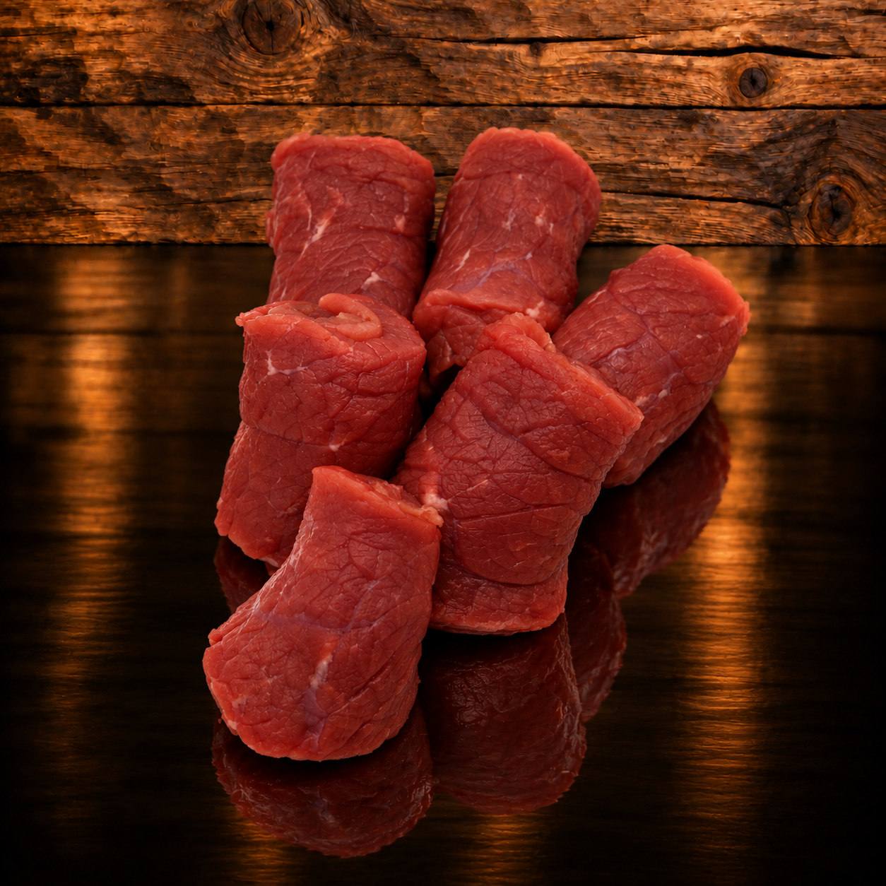 Chinoise Rind auf Holzbrett
