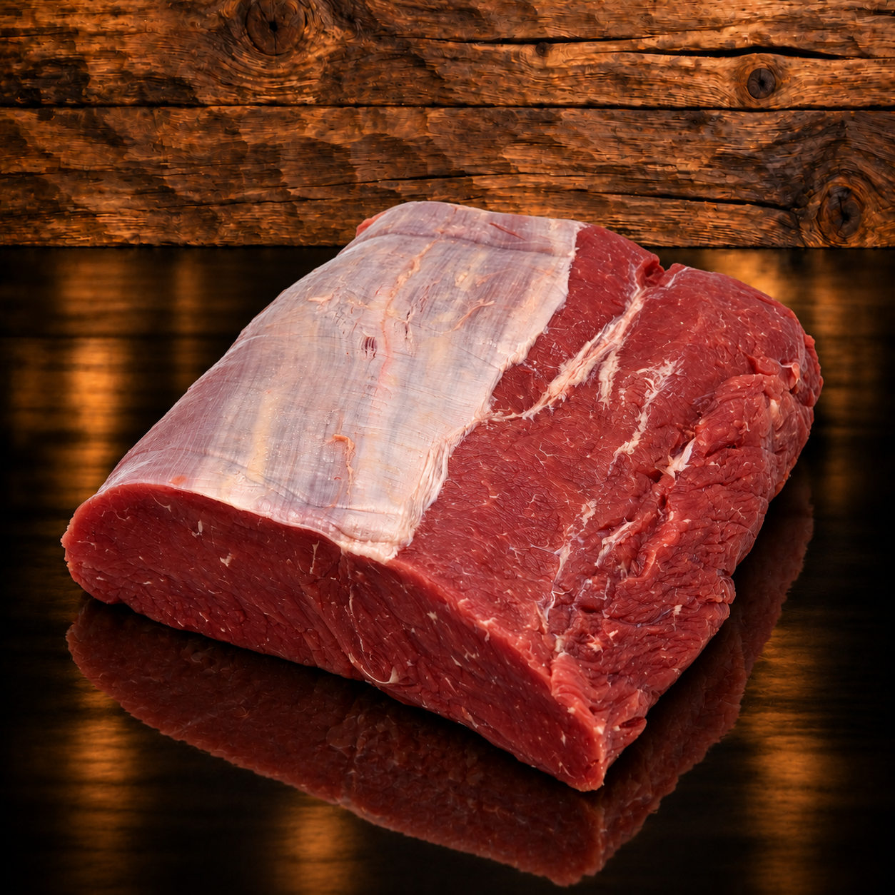 Limousin Entrecôte am Stück auf dem Holzbrett