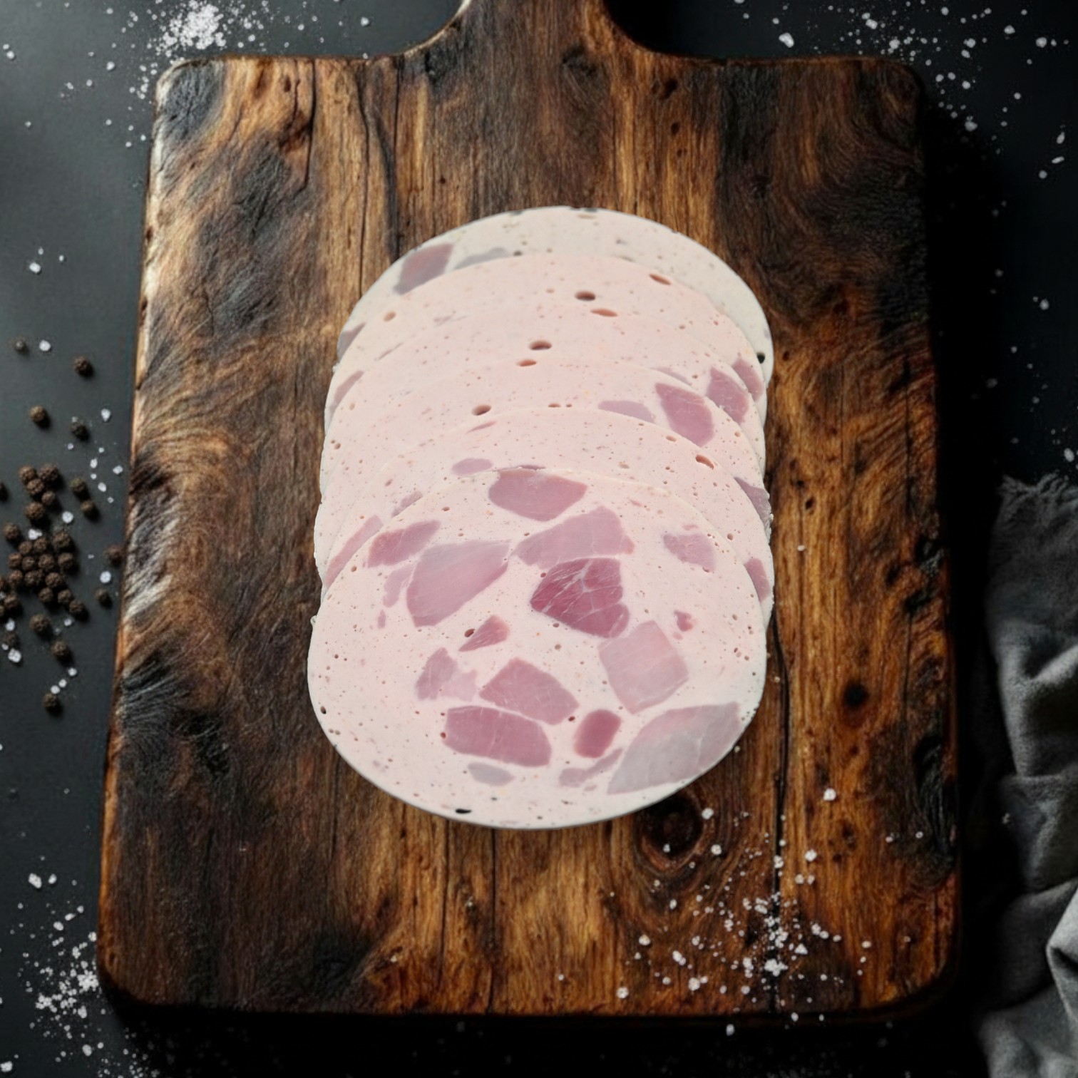 Schinkenlyoner geschnitten