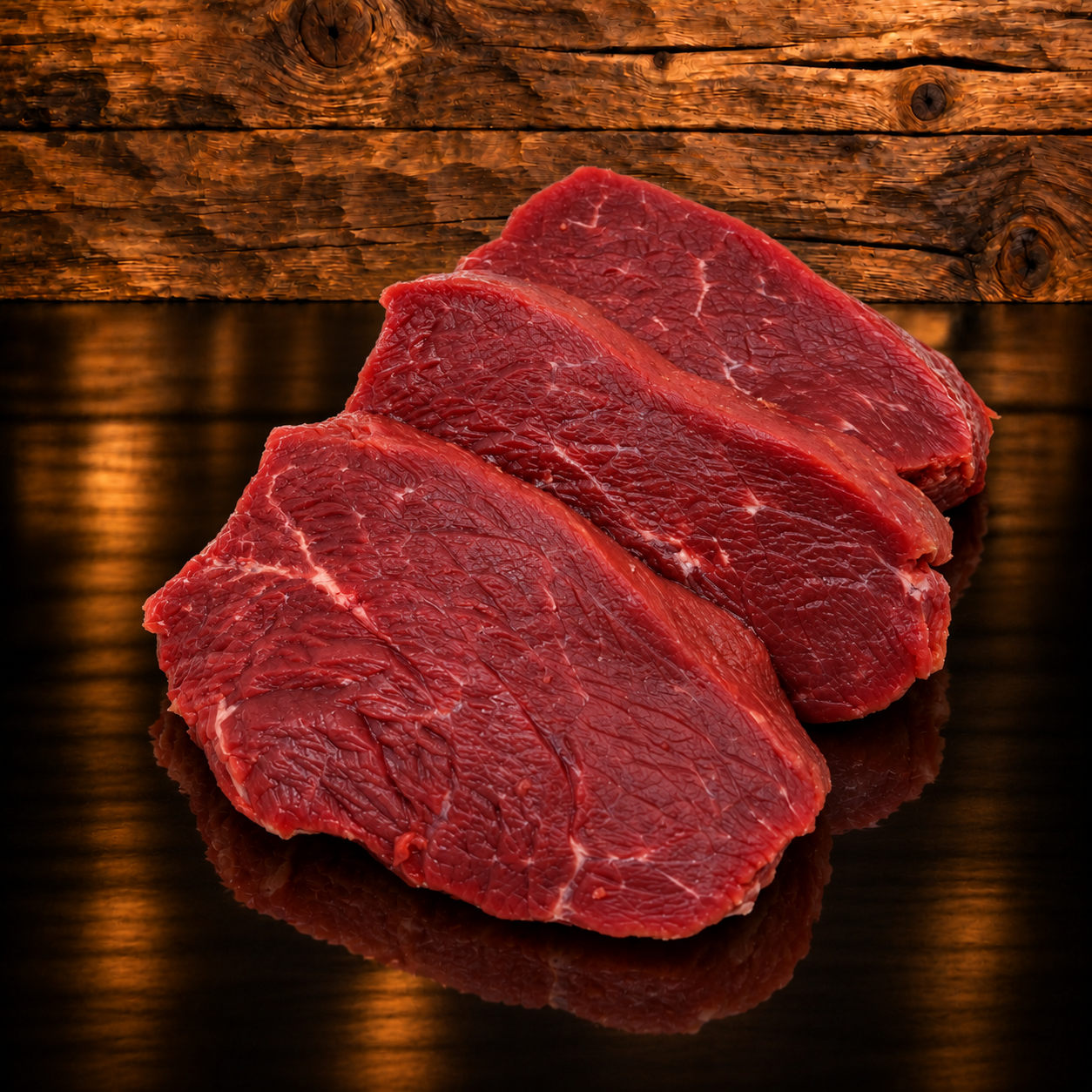 Rindshuft Steak auf Holzschneidebrett