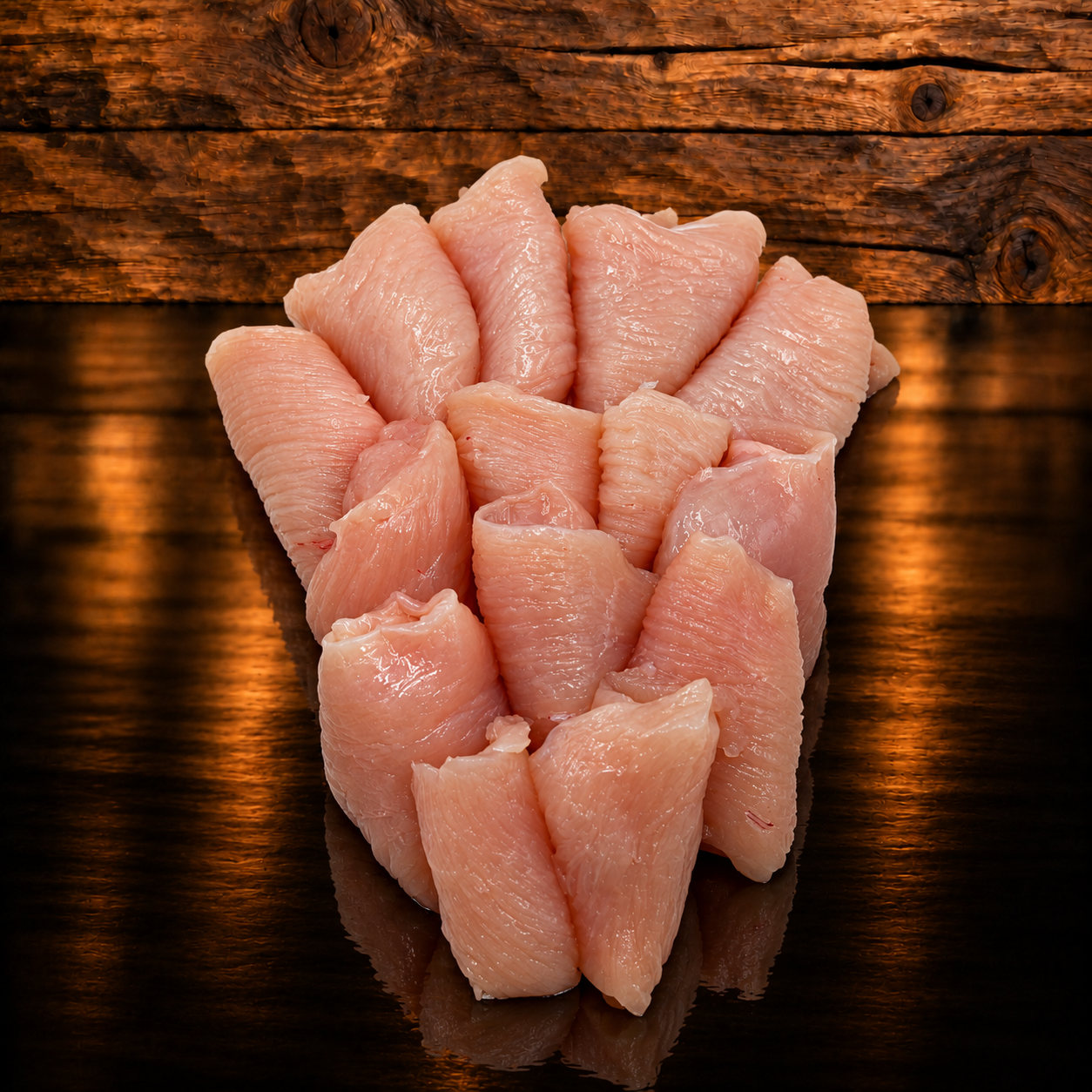 Chinoise Poulet auf Holzschneidebrett