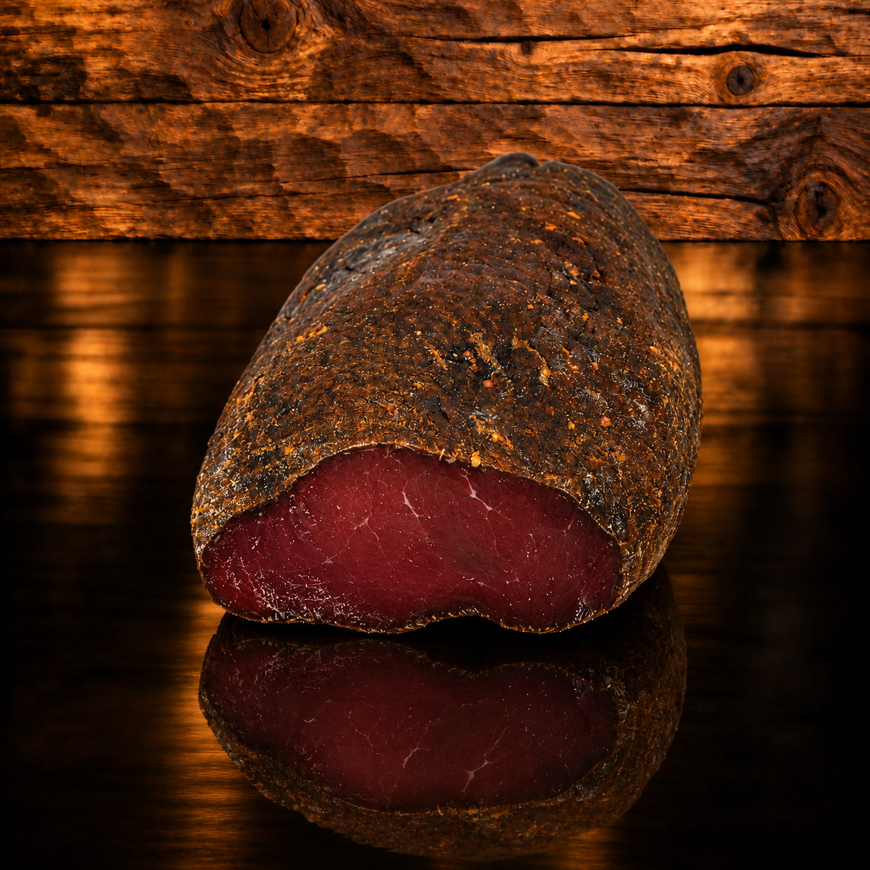 Mostbröckli am Stück auf Holzschneidebrett